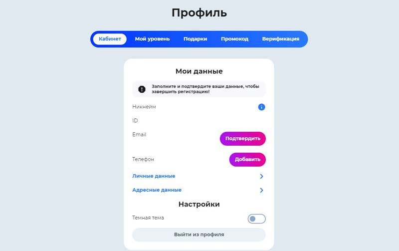 Профиль игрока